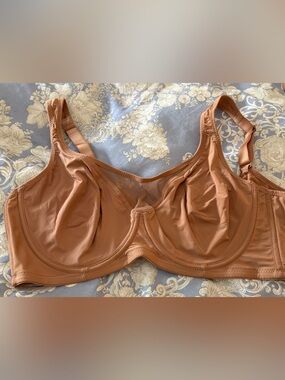 NWT Unbranded Women’s Coffee Color Unlined Underwire Bra w/Mesh Detail; Size 44F